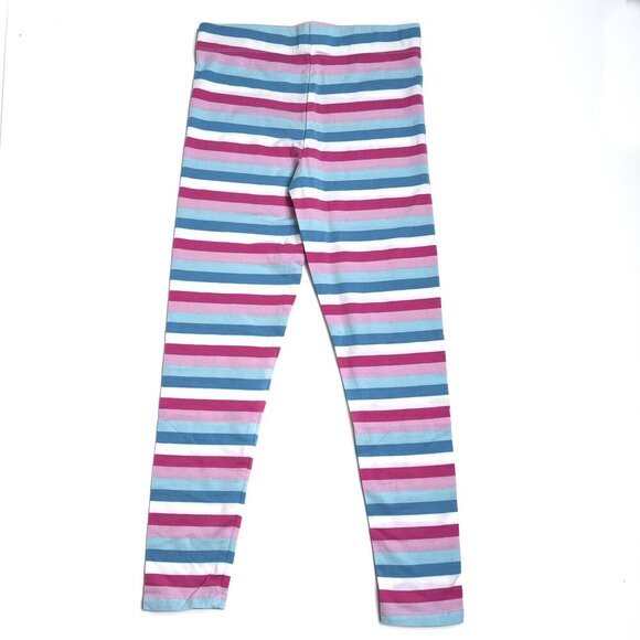 Tommy Bahama Girls' Leggings White Pink Teal Stripes Size M (7/8) - Picture 2 of 5